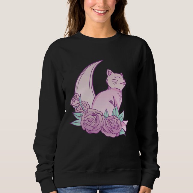 Moletom Cute Cat Moon Roses Pink Animal Fur Cool Purr Bree (Frente)