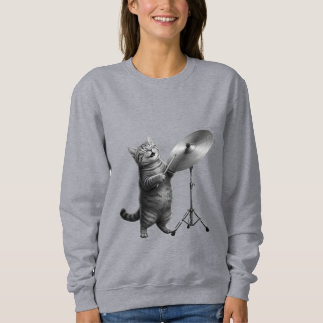 Moletom Cute cat Music Lover gift_Funny Cat Rock Band  (Frente)