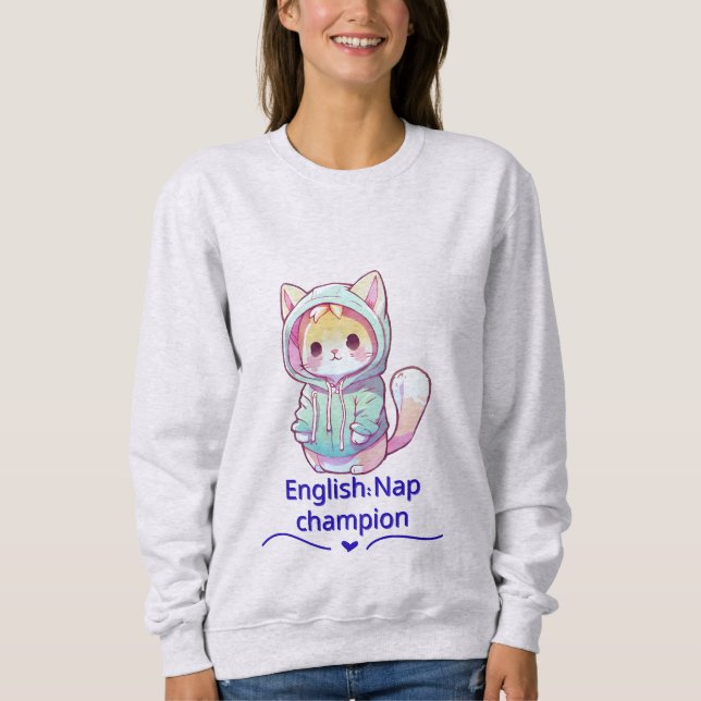 Moletom Cute Cat Nap Champion Too T-Shirt (Frente)