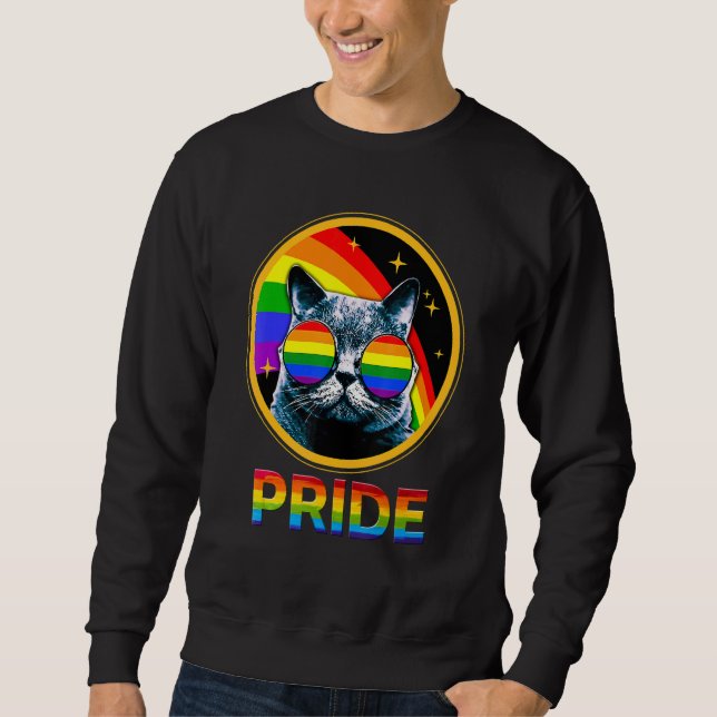 Moletom Cute Cat Pride Rainbow LGBTQ LGBT Gay Lesbian Prid (Frente)