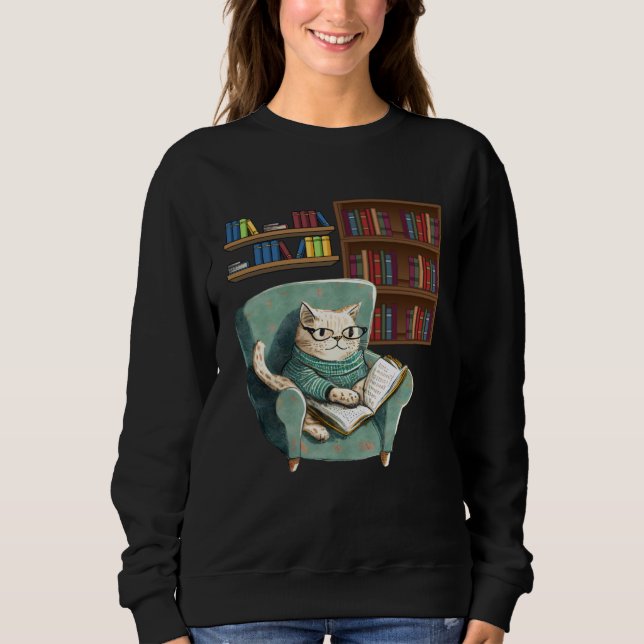 Moletom Cute Cat Reading Book Bookworms Cat  Reading (Frente)