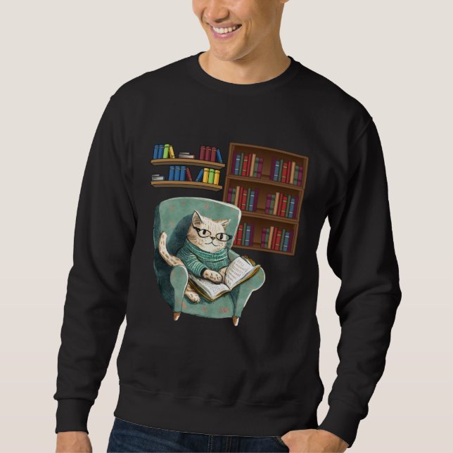 Moletom Cute Cat Reading Book Bookworms Cat  Reading (Frente)