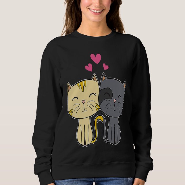 Moletom Cute Cat Red Heart  for Him Her Cat  Valentine Day (Frente)