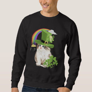 Moletom Cute Cat  St Patricks Day Shamrock Rainbow Patty K