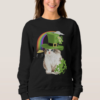 Moletom Cute Cat  St Patricks Day Shamrock Rainbow Patty K