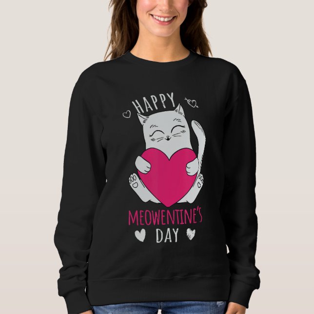 Moletom Cute Cat Valentines Day Outfit For Women Or Girls  (Frente)