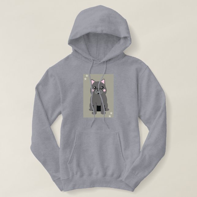 Moletom Cute Cheeks Gray French Bulldog (Frente do Design)