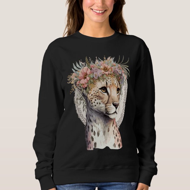 Moletom Cute Cheetah Flower Crown Boho Aesthetic (Frente)