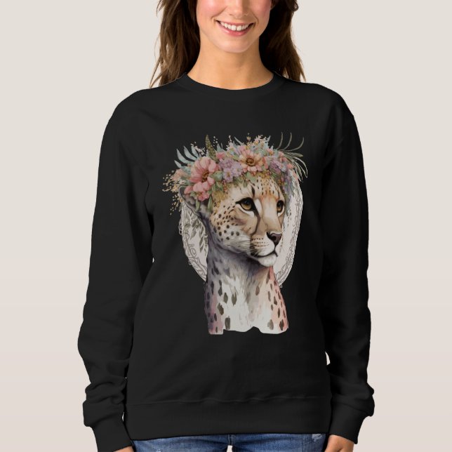 Moletom Cute Cheetah Flower Crown Boho Aesthetic (Frente)
