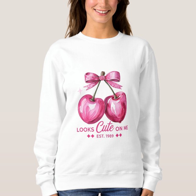 Moletom Cute Cherry Bow Sweatshirt – Looks Cute On Me (Frente)