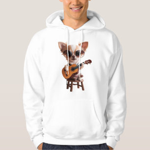 Moletom Cute Chihuahua tocando violão clássico cartoon fu
