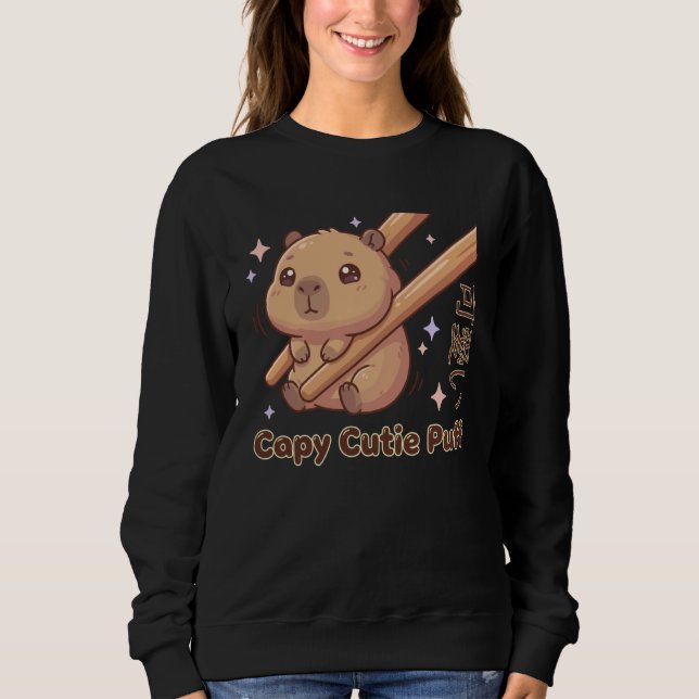 Moletom Cute Chopstick Kawaii Cutie Puff Capybara Meme (Frente)
