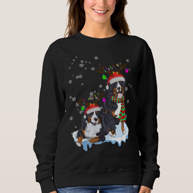 Moletom Cute Christmas Bernese Mountain Santa Hats Reindee (Frente)