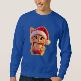 Moletom **Cute Christmas Cat with Santa Hat – Funny Holida