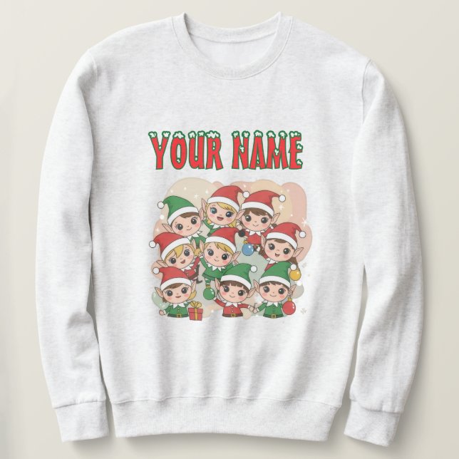 Moletom Cute Christmas Elves Squad Cartoon Illustration (Frente do Design)