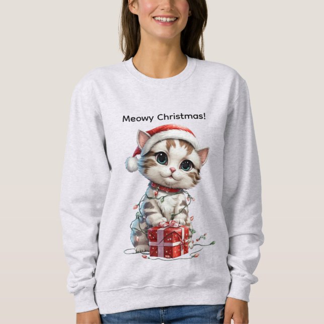 Moletom Cute Christmas Kitten on Gift Box (Frente)