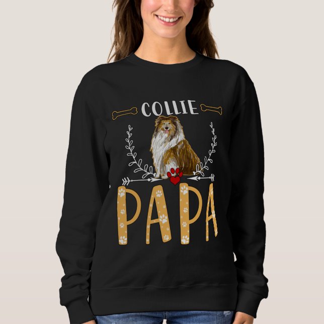 Moletom Cute Collie  Collie Papa Love Dogs  Men Father Day (Frente)