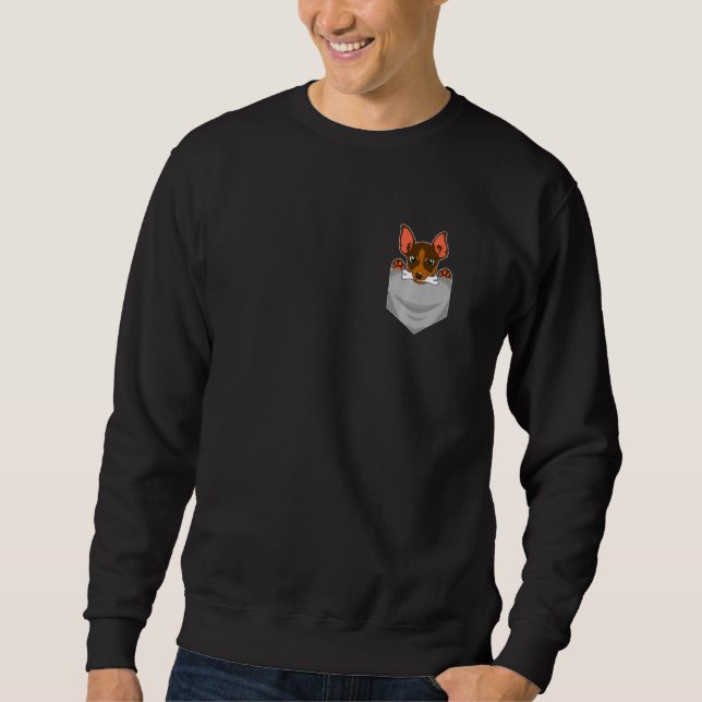 Moletom Cute dachshund dog with bone in shirt pocket breas (Frente)