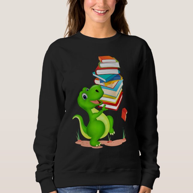 Moletom Cute Dinosaur Book Reading For Women Men (Frente)
