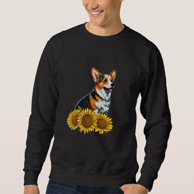 Moletom Cute Dog  Sunflower Flower Floral Graphic for Wome (Frente)