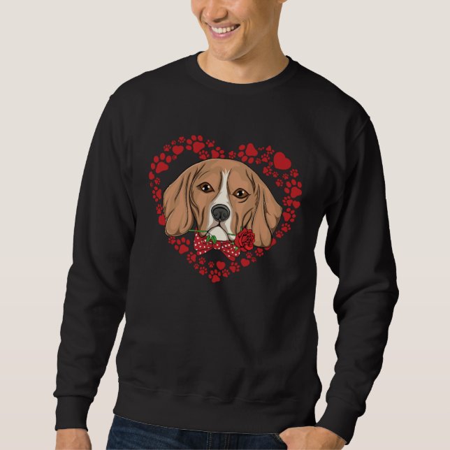 Moletom Cute dog Valentines Heart pattern cute Valentine B (Frente)
