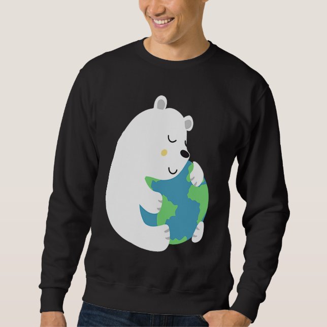 Moletom Cute Earth Day  Polar Bear Embracing Mother Earth (Frente)