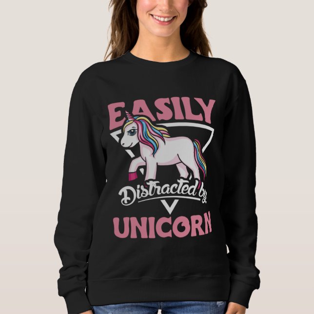 Moletom Cute Easily distracted by unicorn  and unicorn (Frente)