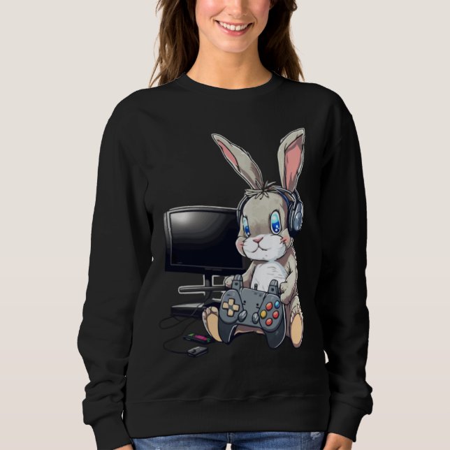 Moletom Cute Easter Bunny Gamer For Boys and Girls Kids Ga (Frente)