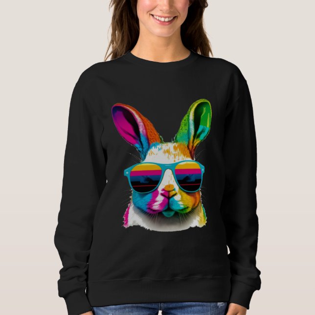 Moletom Cute Easter Bunny Rabbit wearing Sunglasses (Frente)