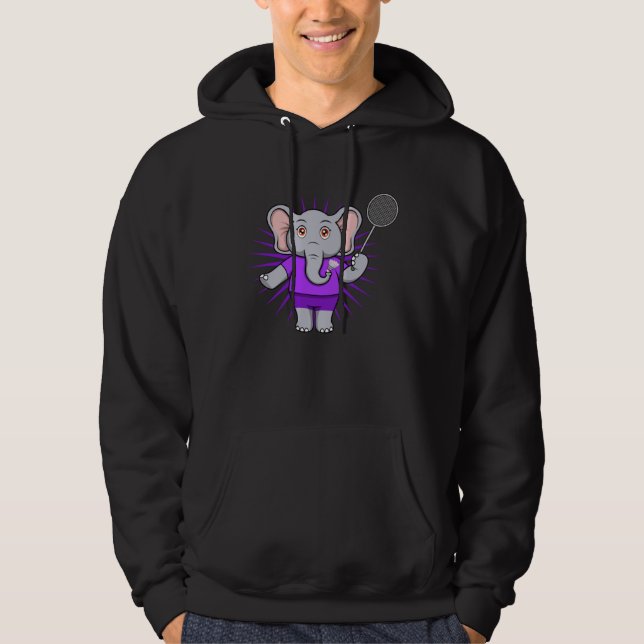Moletom Cute Elephant Badminton Player Ironic Hobby Sports (Frente)