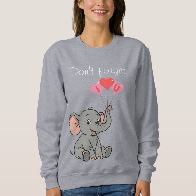 Moletom Cute elephant valentine's day   (Frente)