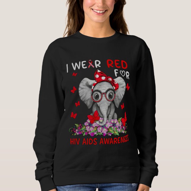 Moletom Cute Elephant Wear Red Ribbon For HIV AIDS Awarene (Frente)