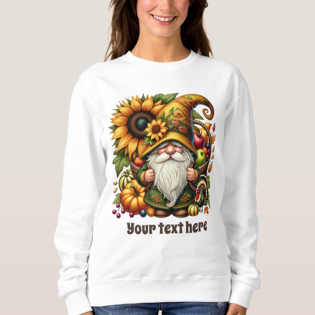 Moletom Cute Fall Seasonal gnome add text  (Frente)