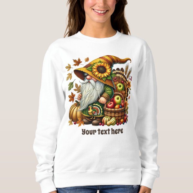 Moletom Cute Fall Seasonal gnome add text  (Frente)