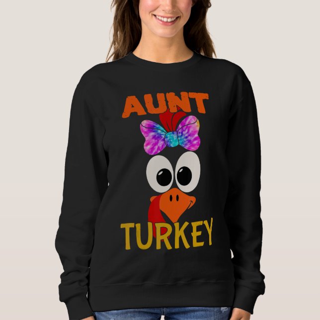 Moletom Cute Family Matching Aunt Turkey Aunty Thanksgivin (Frente)