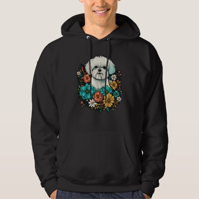 Moletom Cute Flower summer Floral Maltese dog (Frente)