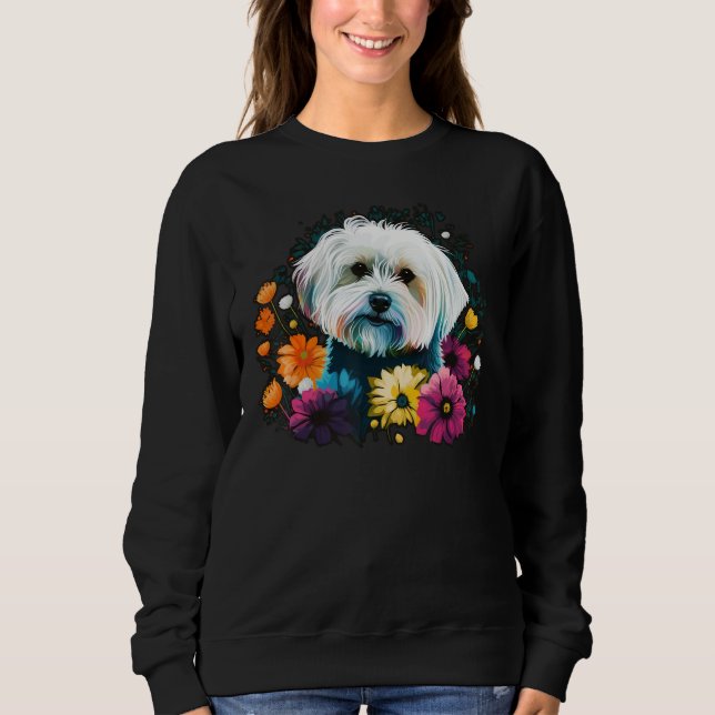 Moletom Cute Flower summer Floral Maltese dog 1 (Frente)