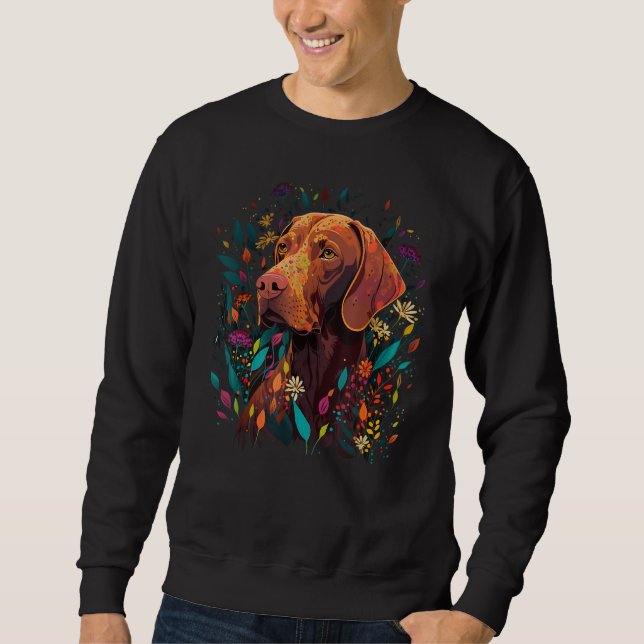 Moletom Cute Flower summer Floral Vizsla_1 (Frente)