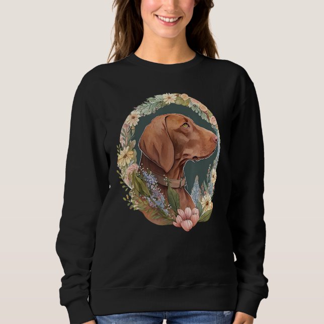 Moletom Cute Flower summer Floral Vizsla 3 (Frente)