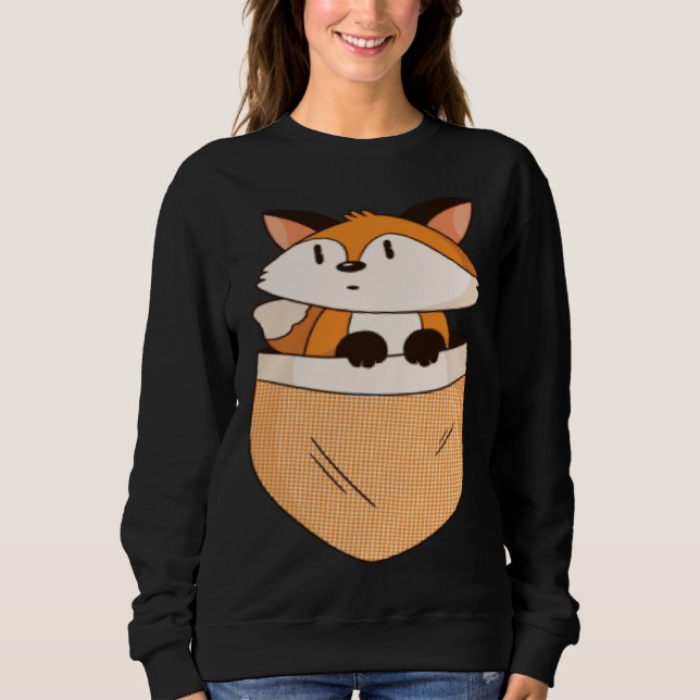 Moletom Cute Fox in Pocket Minimalistic Graphic  Girls Wom (Frente)