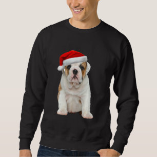 Moletom Cute French Buldogue Puppy Santa Hat French Chris