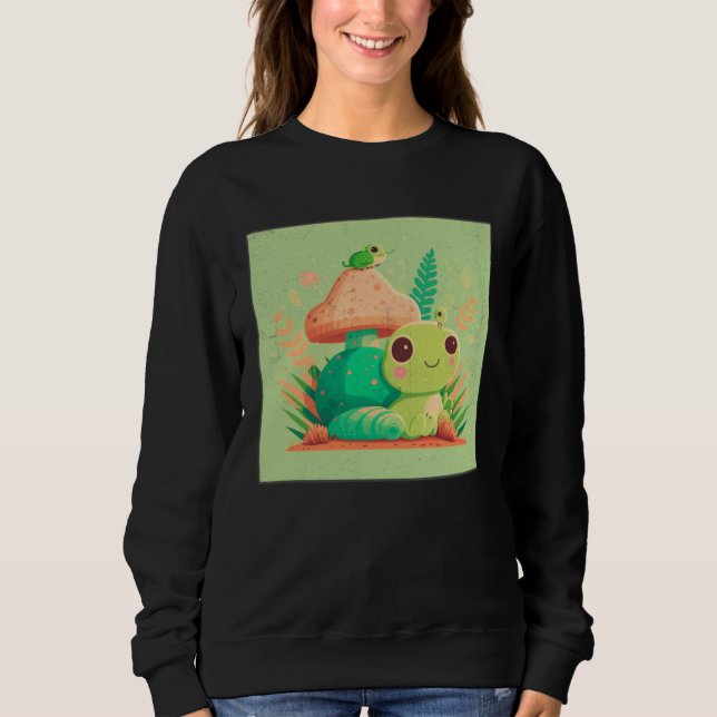 Moletom Cute Frog Snail Illustration Shell Friends Women K (Frente)