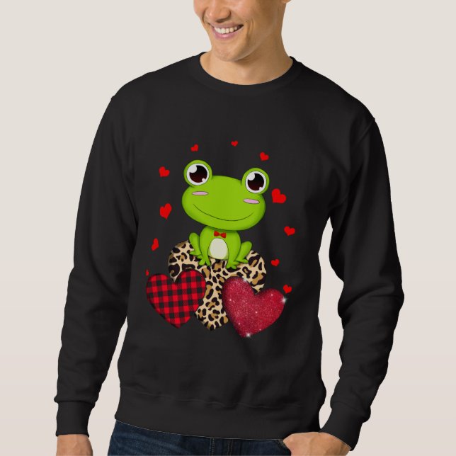 Moletom Cute Frog With Leopard Red Plaid Heart  Ideas (Frente)