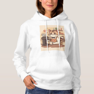 Moletom Cute Funny Cozy Barista Cat Hoodie T-shirt