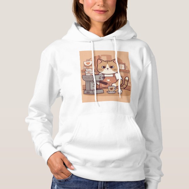 Moletom Cute Funny Cozy Barista Cat Hoodie T-shirt (Frente)
