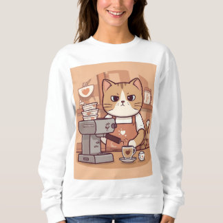 Moletom Cute Funny Cozy Barista Cat Sweatshirt