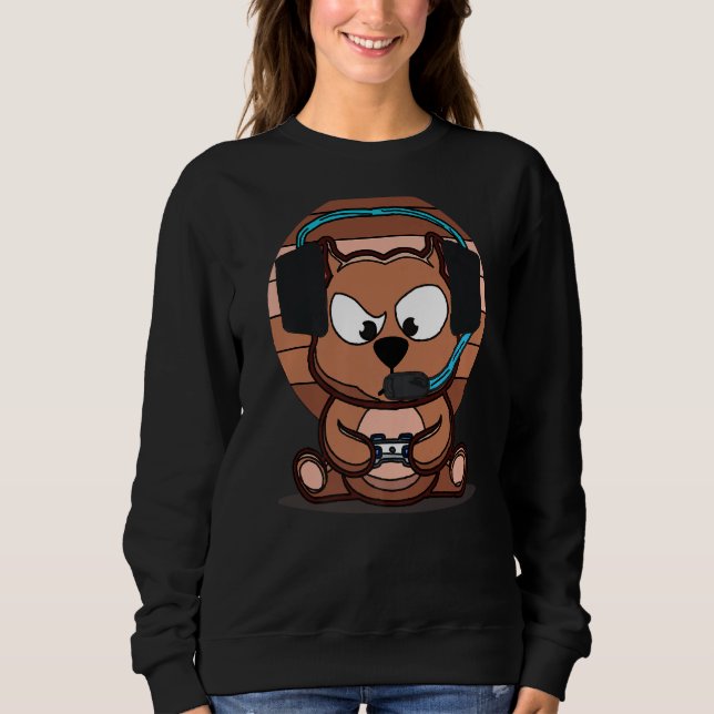 Moletom Cute Gamer Dog Gaming Pitbull Puppy Video Gamer Do (Frente)