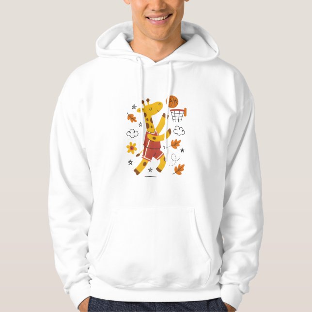 Moletom Cute Giraffe Playing Basketball Cartoon  (Frente)