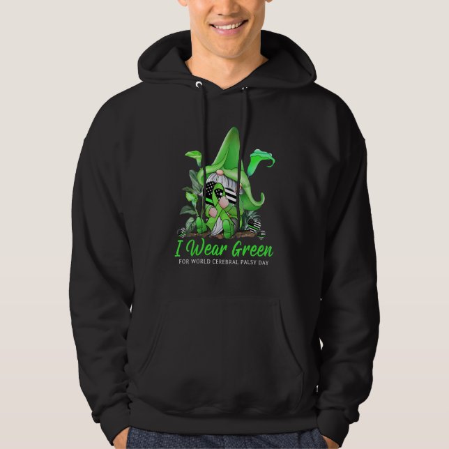Moletom Cute Gnome Holding Green Ribbon World Cerebral Pal (Frente)