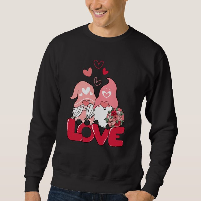 Moletom Cute Gnomes Valentines Day Love Flower Couple Matc (Frente)